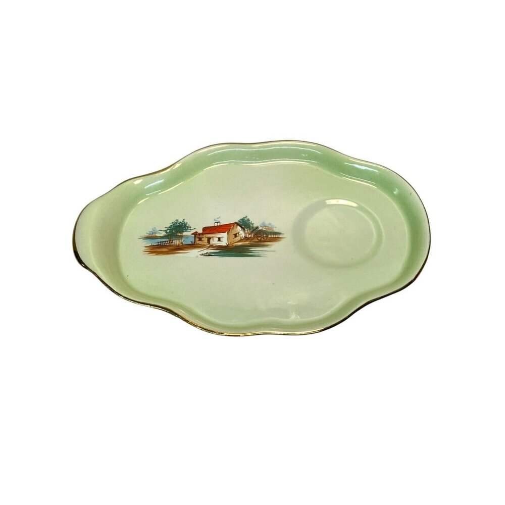 Vintage Ceramic Tea Cup Toast Plate Only Cottage Handpainted Made in Portugal